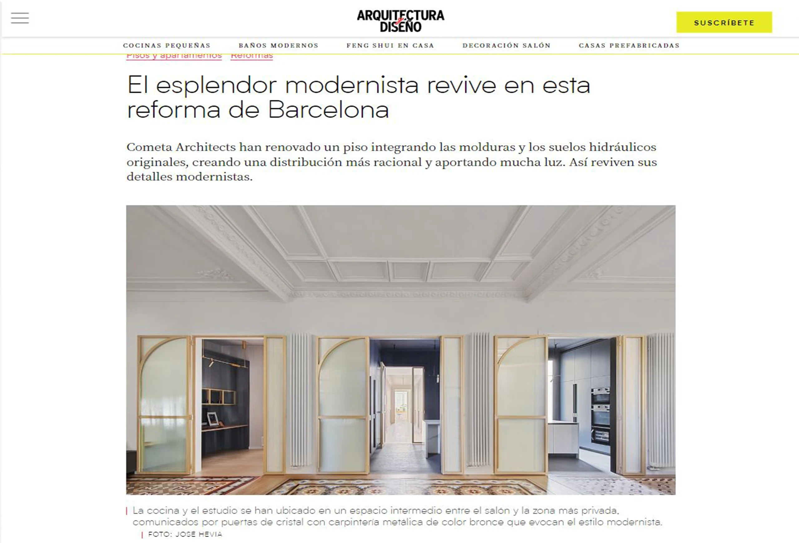 Bruc Apartment by Cometa Architects featured in Arquitectura y Diseño – restored Modernista floors, vaulted ceilings and contemporary renovation in Eixample, Barcelona