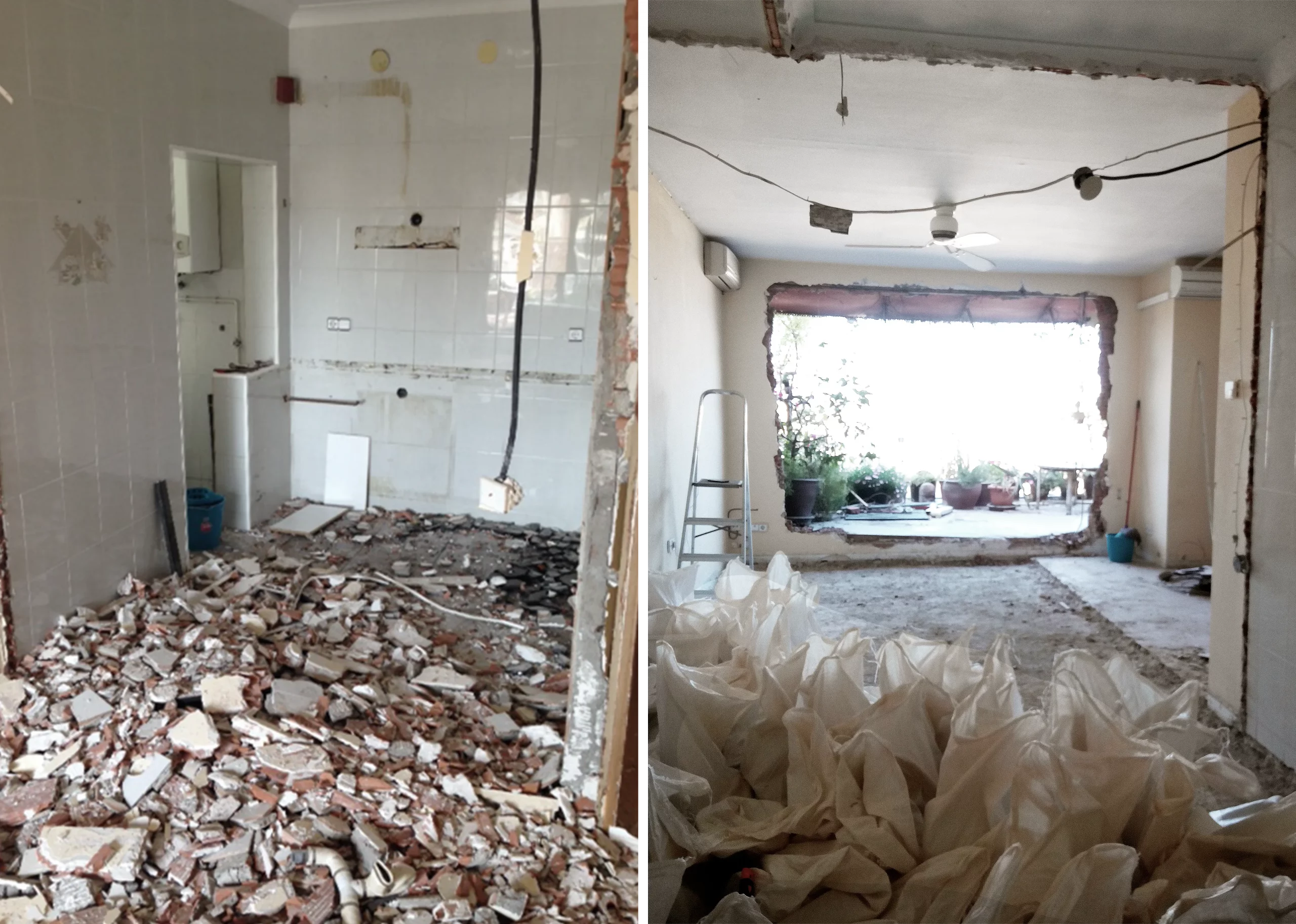 Perfecto — aquí tienes el texto SEO completo para esta imagen de proceso de obra sin mención a Arquitectura y Diseño: Title: Marina Apartment Renovation Process — Cometa Architects Alt Text: